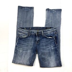 Rerock for Express Distressed Patchwork Straight Leg Jeans